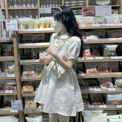 フレンチガーリー ウエストマークフラワーミニワンピース